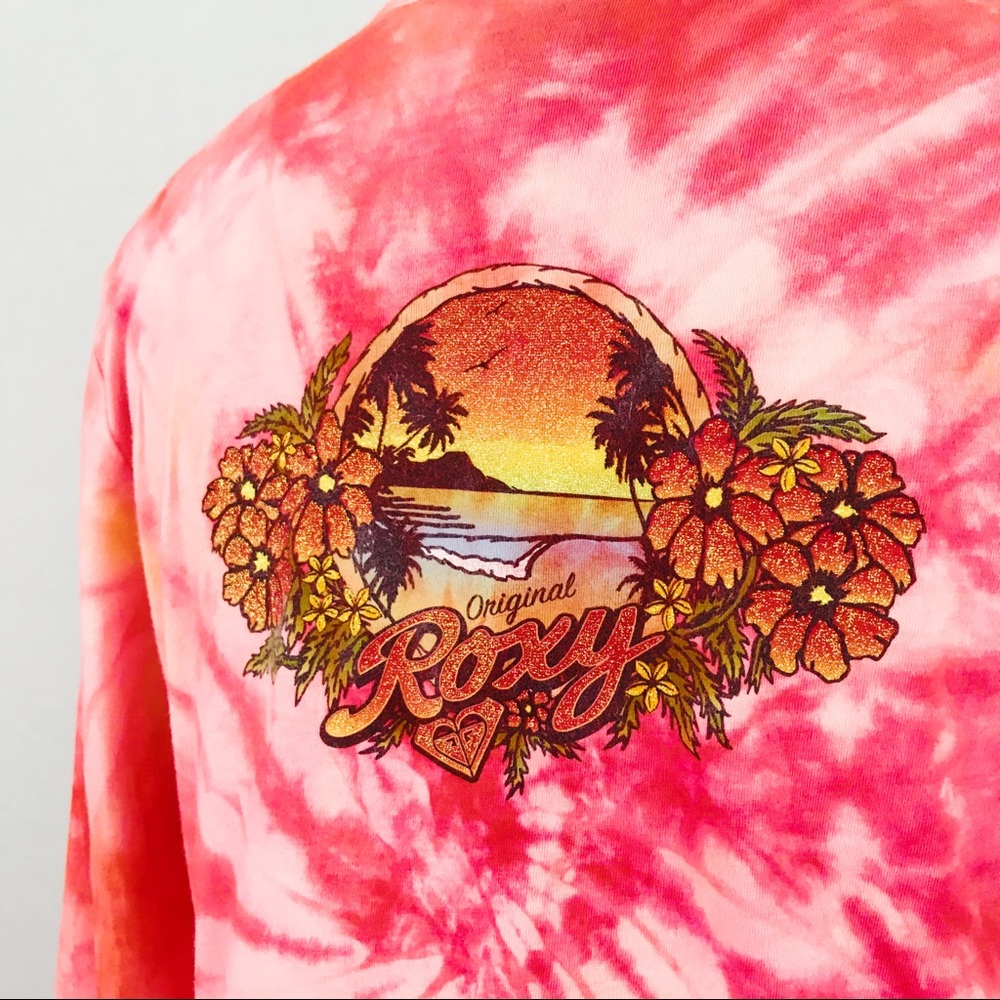 Vintage Y2K Tie-Dye Roxy Long-Sleeve Logo Tee | Size M/L